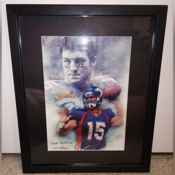 Tim Tebow chalk pastel artwork signed by artist - Picture 1 of 2